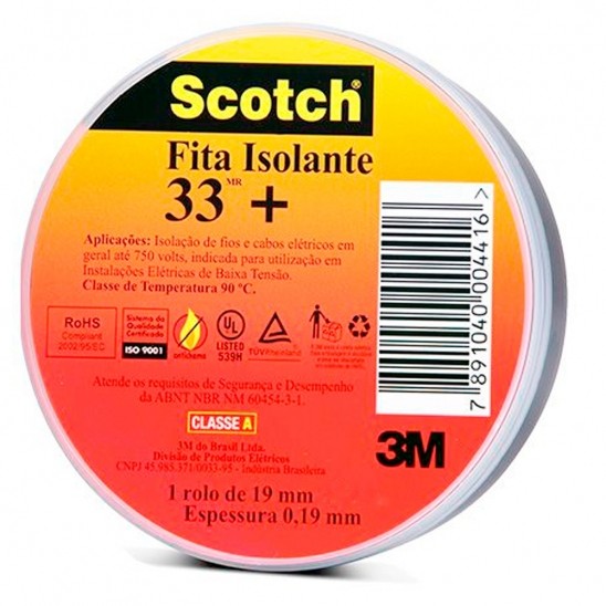 Fita Isolante Scotch 33+ 3M - 20 Mts