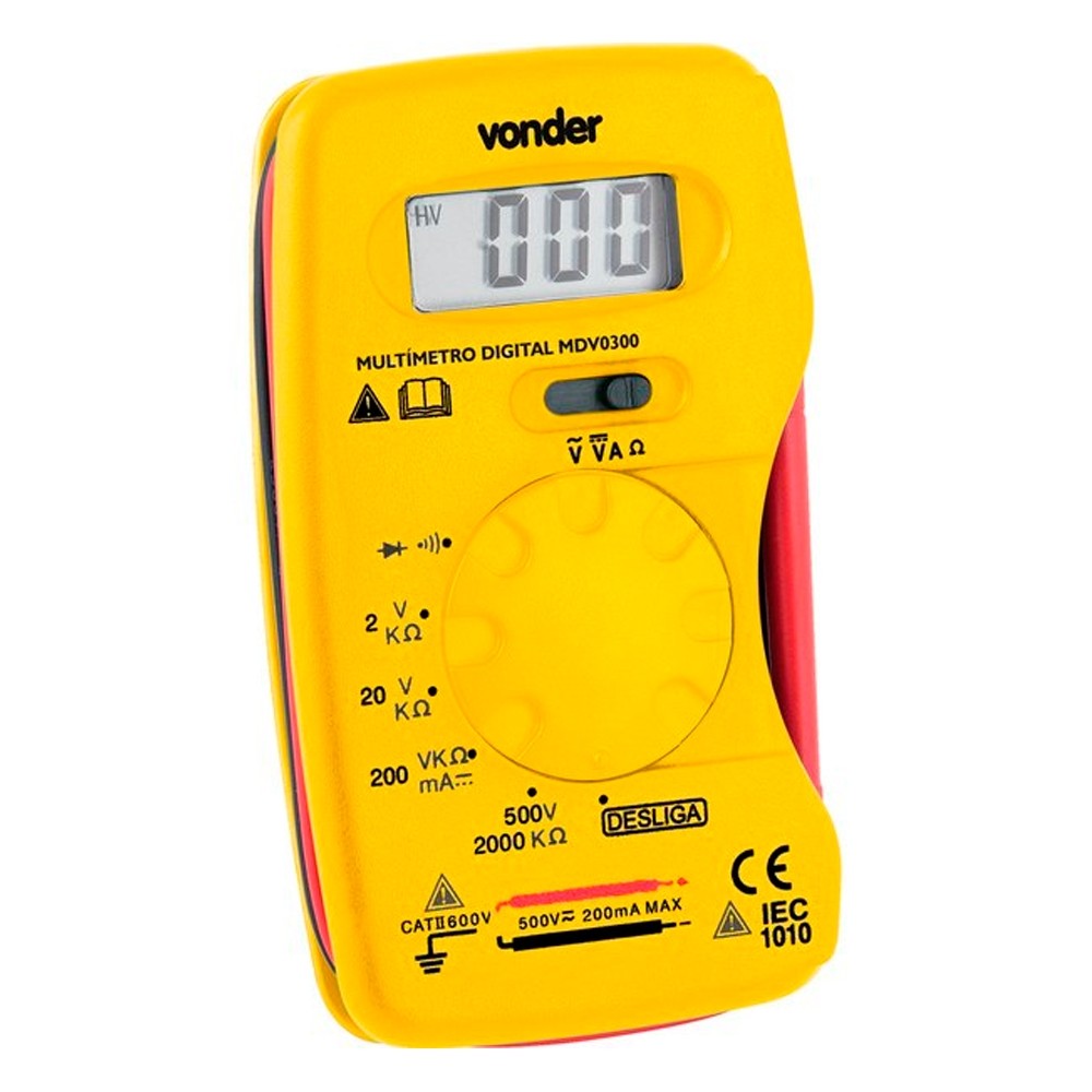 Multimetro Digital Profissional Amarelo Vonder MDV0300 - 3870300000