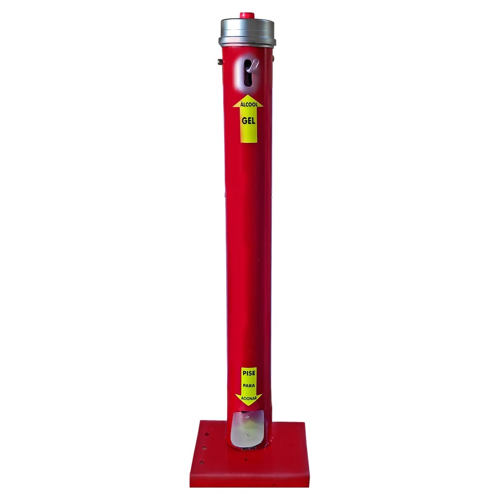 Totem Dispenser de Alcool Gel por Pedal 1 Metro Vermelho