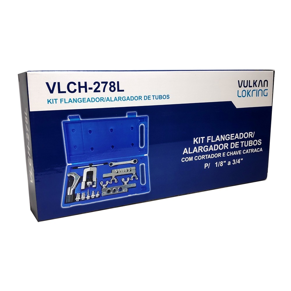 Kit Flangeador / Alargador de Tubos com cortador e chave catraca para 1/8” a 3/4" Vulkan VLCH-278L