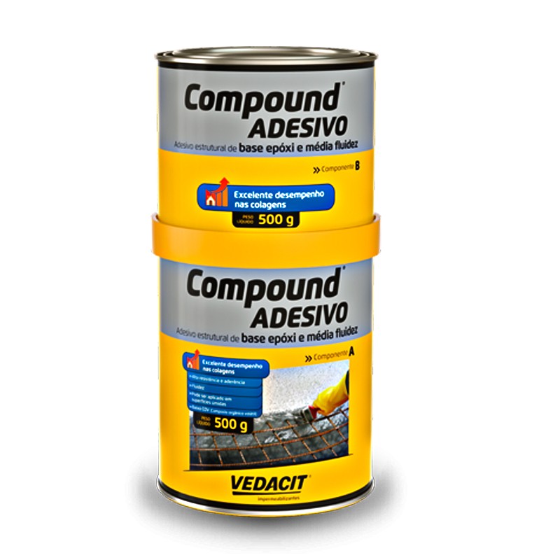 Compound Adesivo A+B Vedacit - 500 grs + 500 grs Vedacit